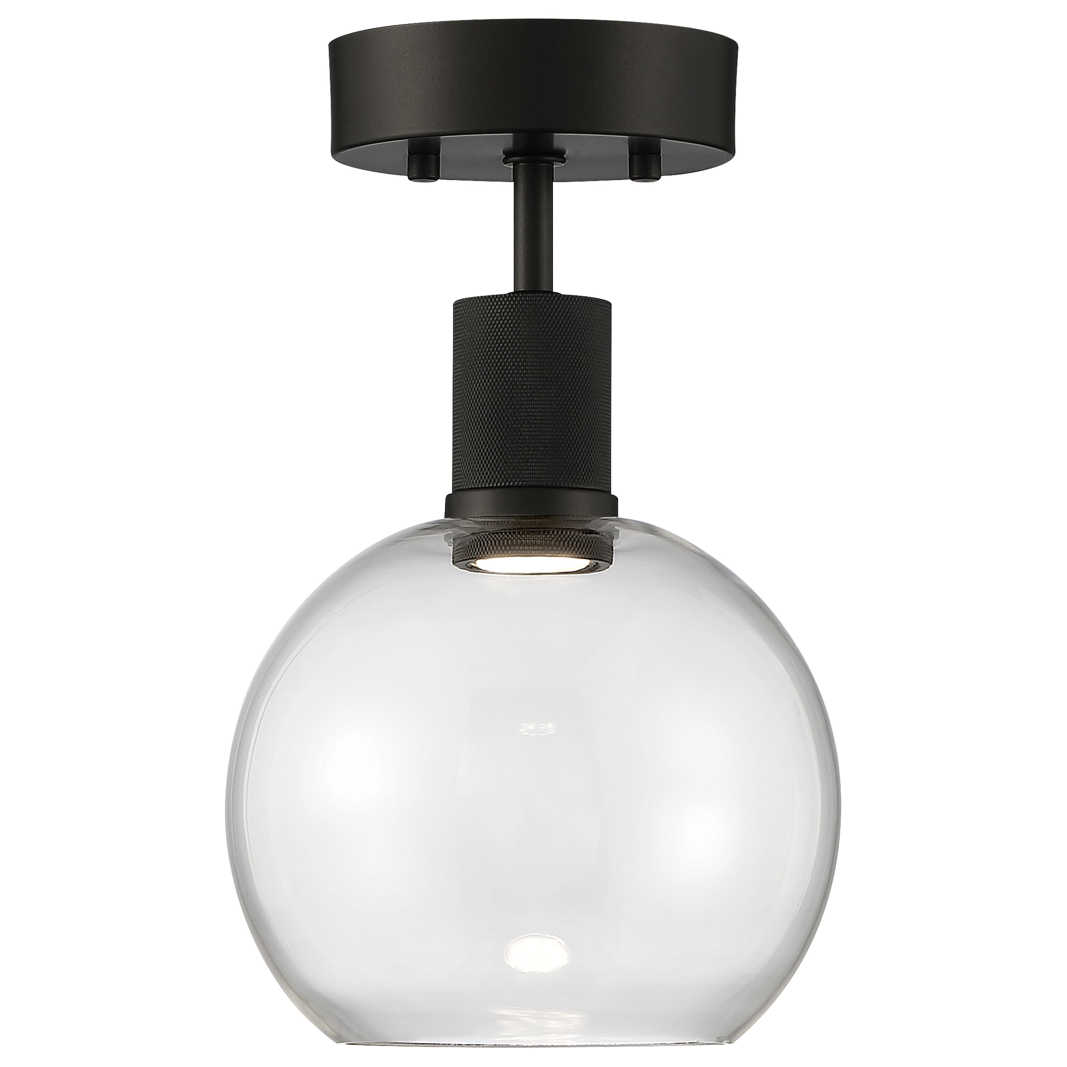Port Nine Burgundy LED Semi-Flush, Matte Black / Clear Glass / 9W