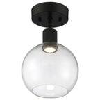 Port Nine Burgundy LED Semi-Flush, Matte Black / Clear Glass / 9W