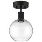 Port Nine Burgundy LED Semi-Flush, Matte Black / Clear Glass / 9W