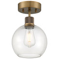 Port Nine Burgundy LED Semi-Flush, Antique Brushed Brass / Clear Glass / 7W