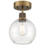 Port Nine Burgundy LED Semi-Flush, Antique Brushed Brass / Clear Glass / 7W