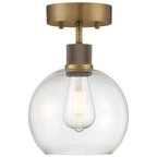 Port Nine Burgundy LED Semi-Flush, Antique Brushed Brass / Clear Glass / 7W