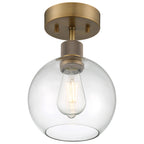 Port Nine Burgundy LED Semi-Flush, Antique Brushed Brass / Clear Glass / 7W