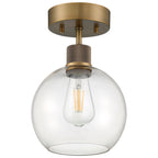 Port Nine Burgundy LED Semi-Flush, Antique Brushed Brass / Clear Glass / 7W