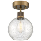 Port Nine Burgundy LED Semi-Flush, Antique Brushed Brass / Seeded Glass / 7W