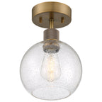 Port Nine Burgundy LED Semi-Flush, Antique Brushed Brass / Seeded Glass / 7W