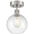 Port Nine Burgundy LED Semi-Flush, Brushed Steel / Clear Glass / 7W