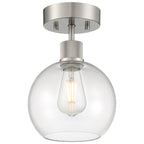 Port Nine Burgundy LED Semi-Flush, Brushed Steel / Clear Glass / 7W