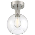 Port Nine Burgundy LED Semi-Flush, Brushed Steel / Clear Glass / 7W