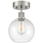 Port Nine Burgundy LED Semi-Flush, Brushed Steel / Clear Glass / 7W