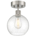 Port Nine Burgundy LED Semi-Flush, Brushed Steel / Seeded Glass / 7W