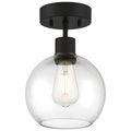 Port Nine Burgundy LED Semi-Flush, Matte Black / Clear Glass / 7W