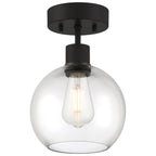 Port Nine Burgundy LED Semi-Flush, Matte Black / Clear Glass / 7W