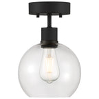 Port Nine Burgundy LED Semi-Flush, Matte Black / Clear Glass / 7W
