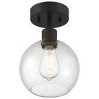 Port Nine Burgundy LED Semi-Flush, Matte Black / Clear Glass / 7W