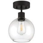 Port Nine Burgundy LED Semi-Flush, Matte Black / Clear Glass / 7W