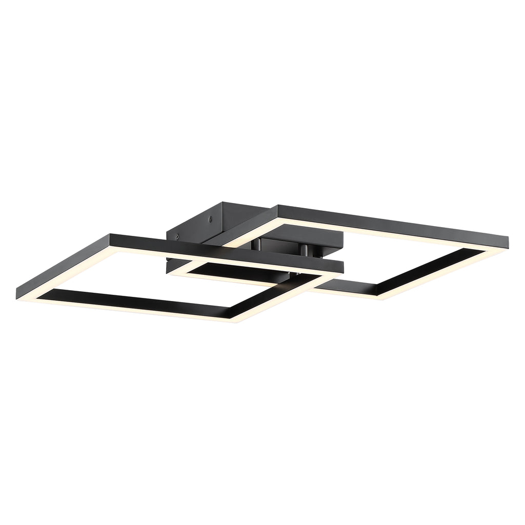 Squared LED Flush Mount or Wall Sconce, Black / 18.5"