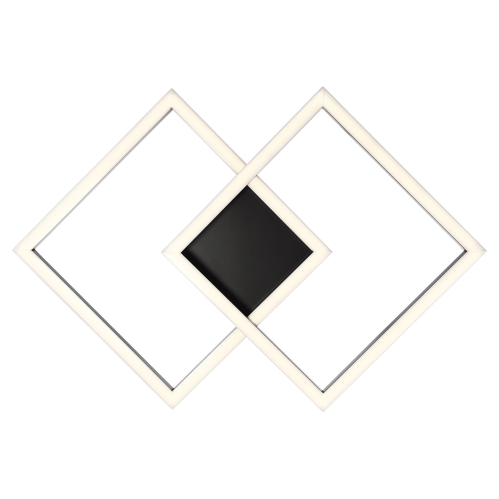 Squared LED Flush Mount or Wall Sconce, Black / 18.5"