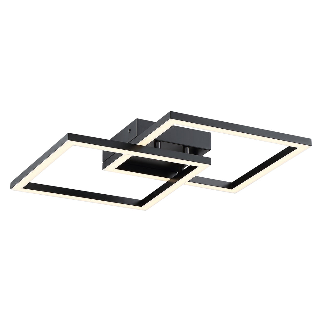 Squared LED Flush Mount or Wall Sconce, Black / 18.5"
