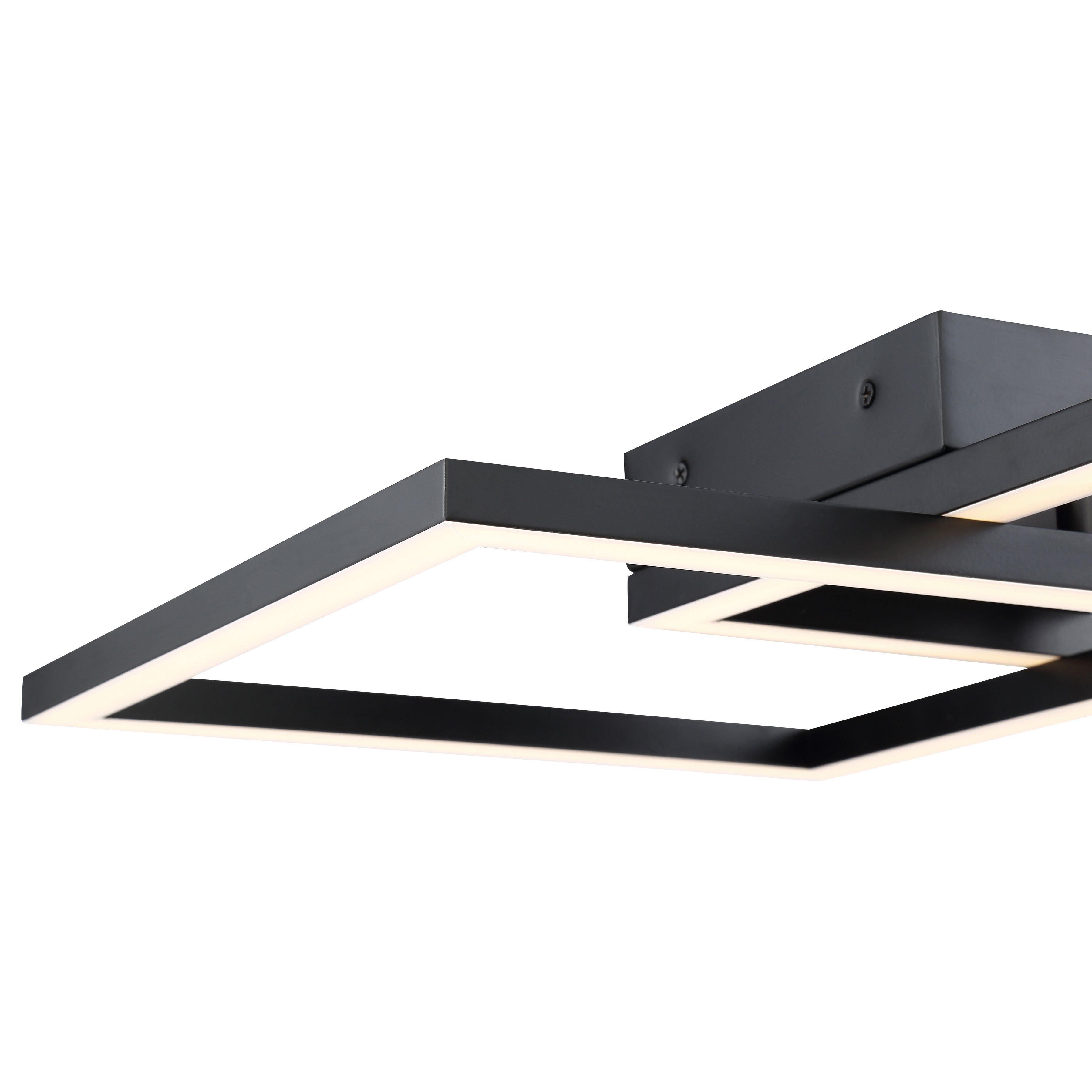 Squared LED Flush Mount or Wall Sconce, Black / 18.5"