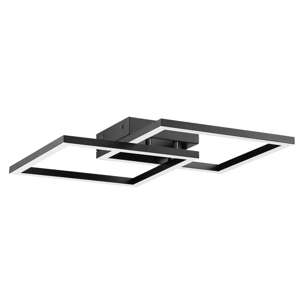 Squared LED Flush Mount or Wall Sconce, Black / 18.5"
