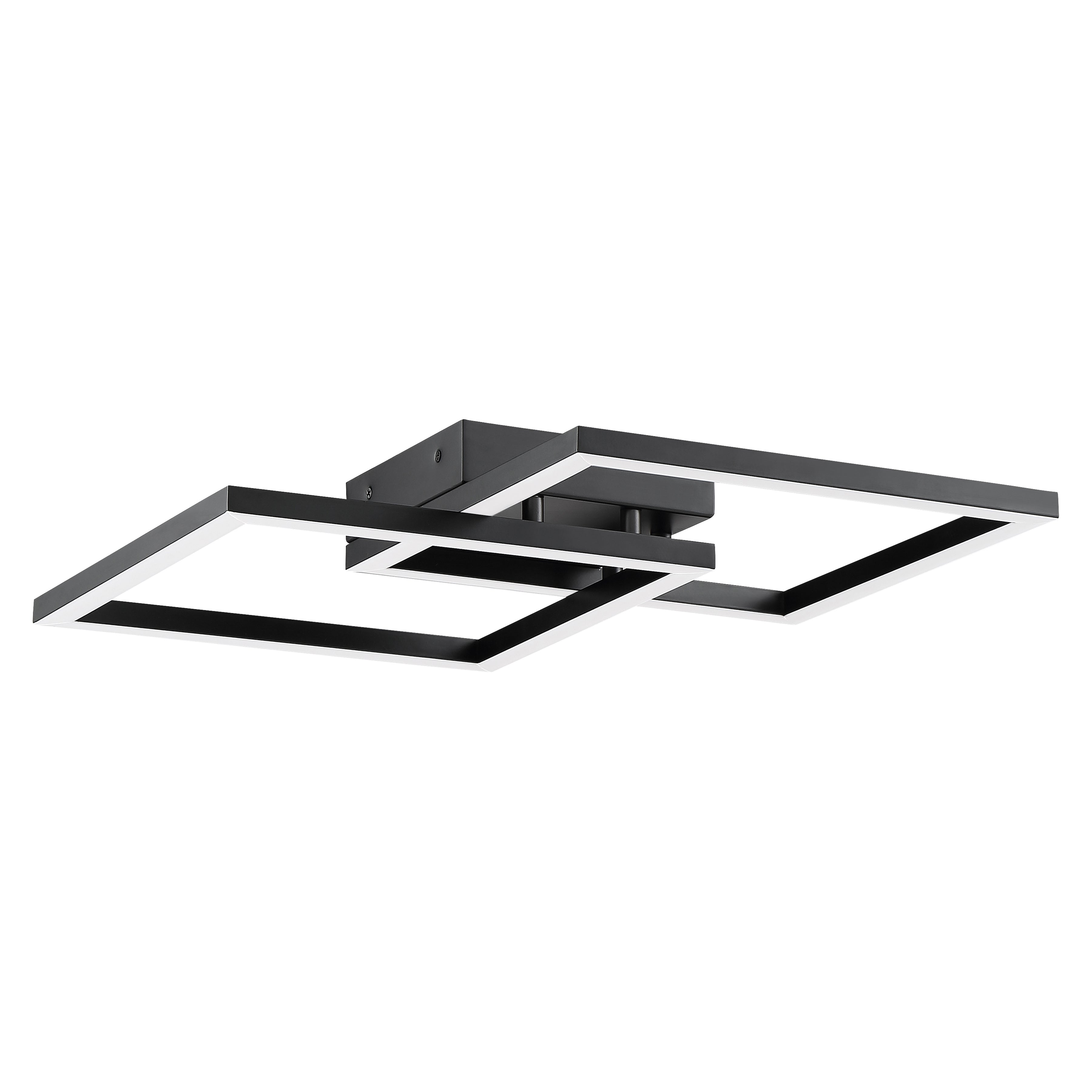 Squared LED Flush Mount or Wall Sconce, Black / 18.5"
