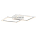The Squared LED Flush Mount or Wall Sconce by Access Lighting features a minimalist white design with two overlapping rectangular LED frames mounted on a square base.