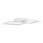 The Access Lighting Squared LED Flush Mount or Wall Sconce features a modern white design with three rectangular LED panels arranged in a geometric pattern and attached to a central square base, measuring 18.5 inches.