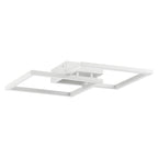Squared LED Flush Mount or Wall Sconce by Access Lighting in white, featuring two overlapping rectangular frames mounted on a square base, shown against a plain background.