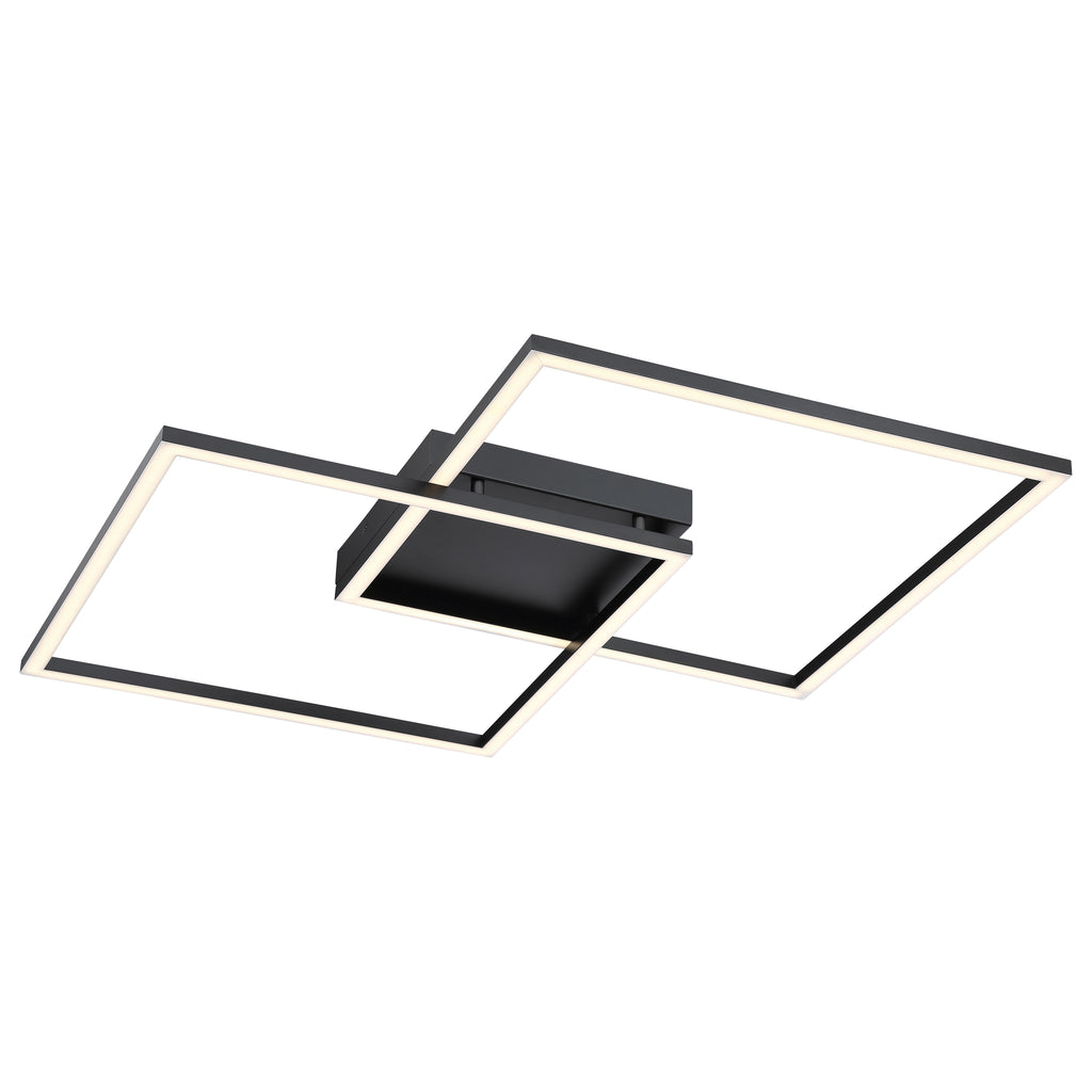 Squared LED Flush Mount or Wall Sconce, Black / 30.5"