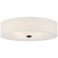 Access Lighting’s Mid Town LED Flush Mount, featuring a 24-inch white fabric shade and a central matte black fixture.