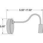 Access Lighting Epiphanie Gooseneck LED Wall Reading Light, Brushed Steel, image 3