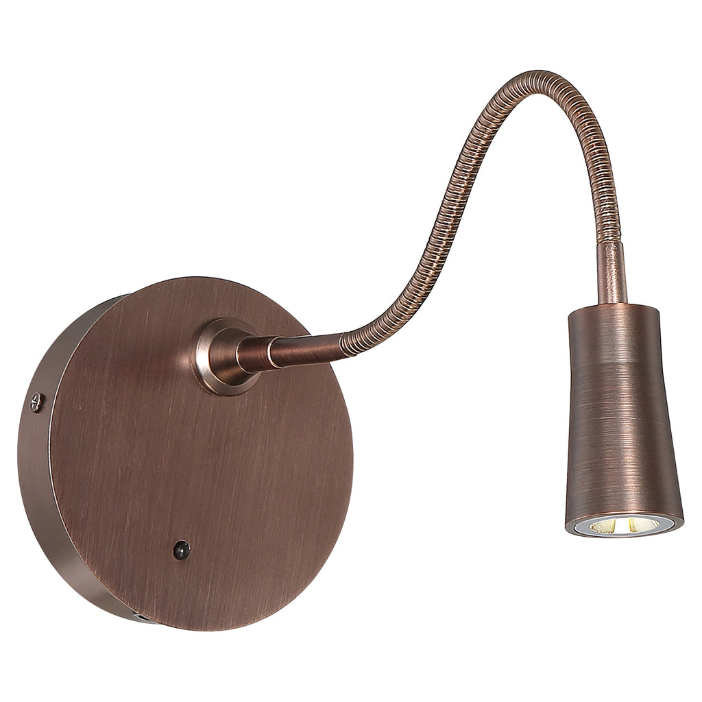 Epiphanie Gooseneck LED Wall Reading Light, Bronze