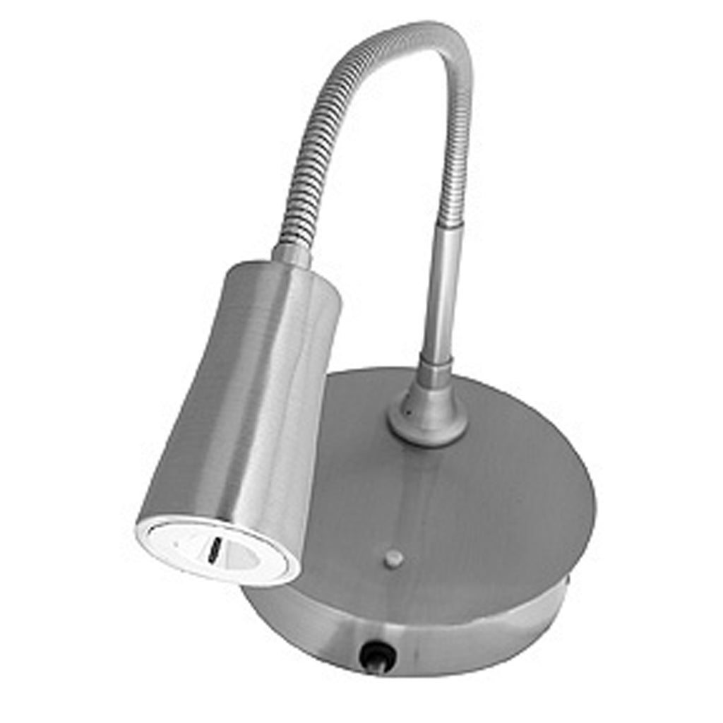 Epiphanie Gooseneck LED Wall Reading Light, Brushed Steel