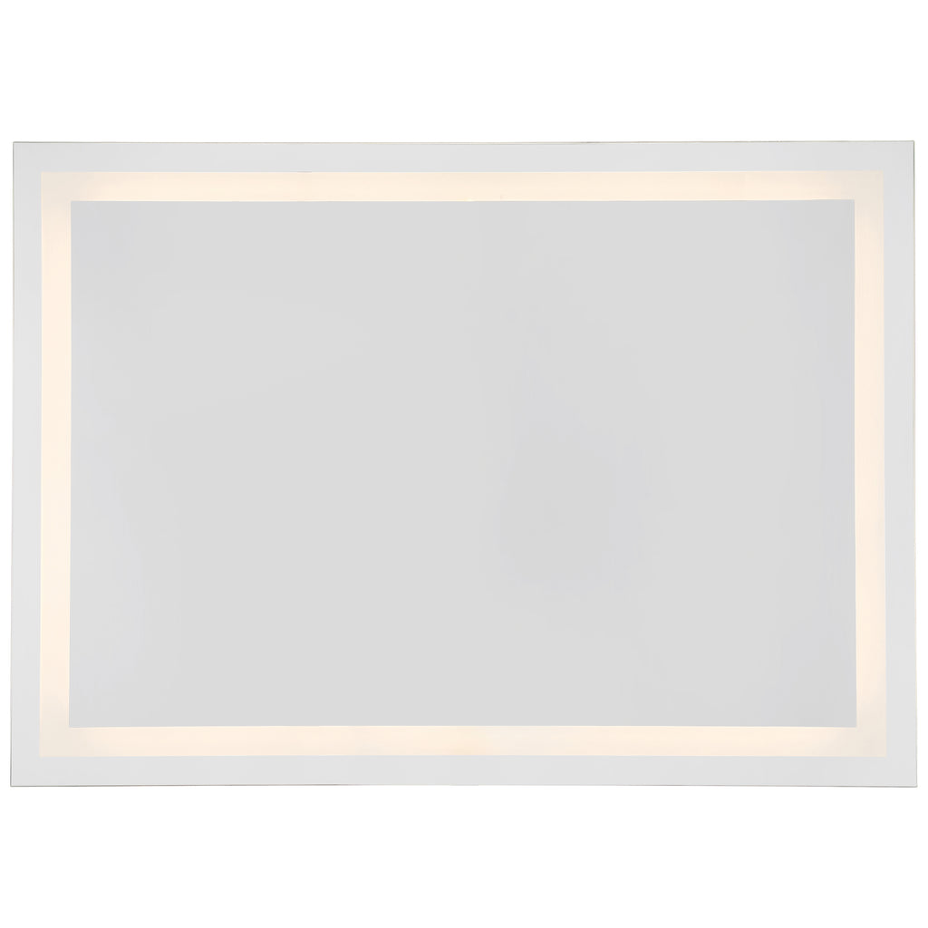 The Access Lighting Peninsula 36x48 LED Mirror is a rectangular wall mirror featuring a built-in LED light strip along the inner edge, creating a softly illuminated border.