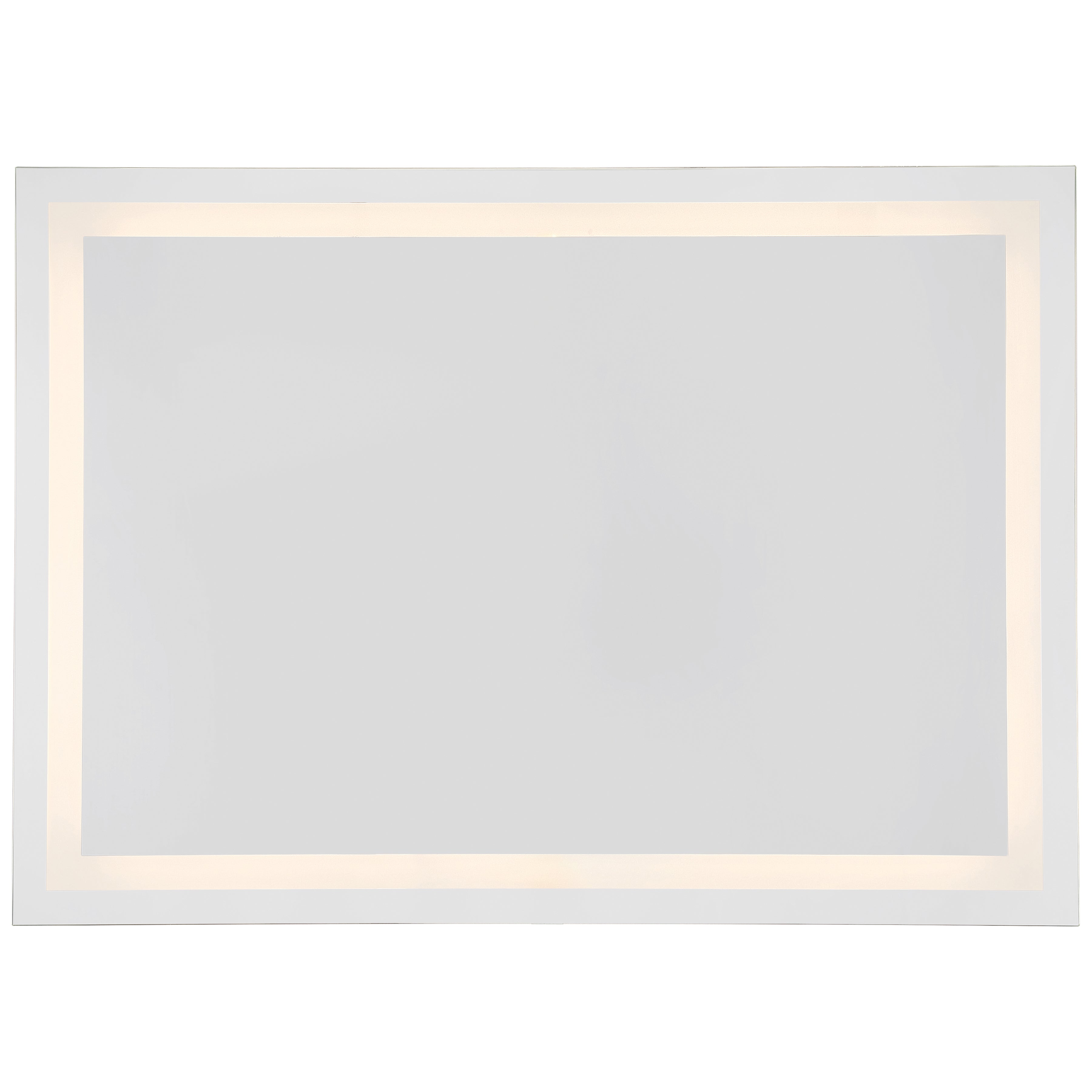 The Access Lighting Peninsula 36x48 LED Mirror is a rectangular wall mirror featuring a built-in LED light strip along the inner edge, creating a softly illuminated border.