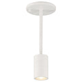 Matte white Cafe Dual Mount 1 Light LED spotlight by Access Lighting, wall or ceiling-mounted with a round base and single downward-facing bulb.