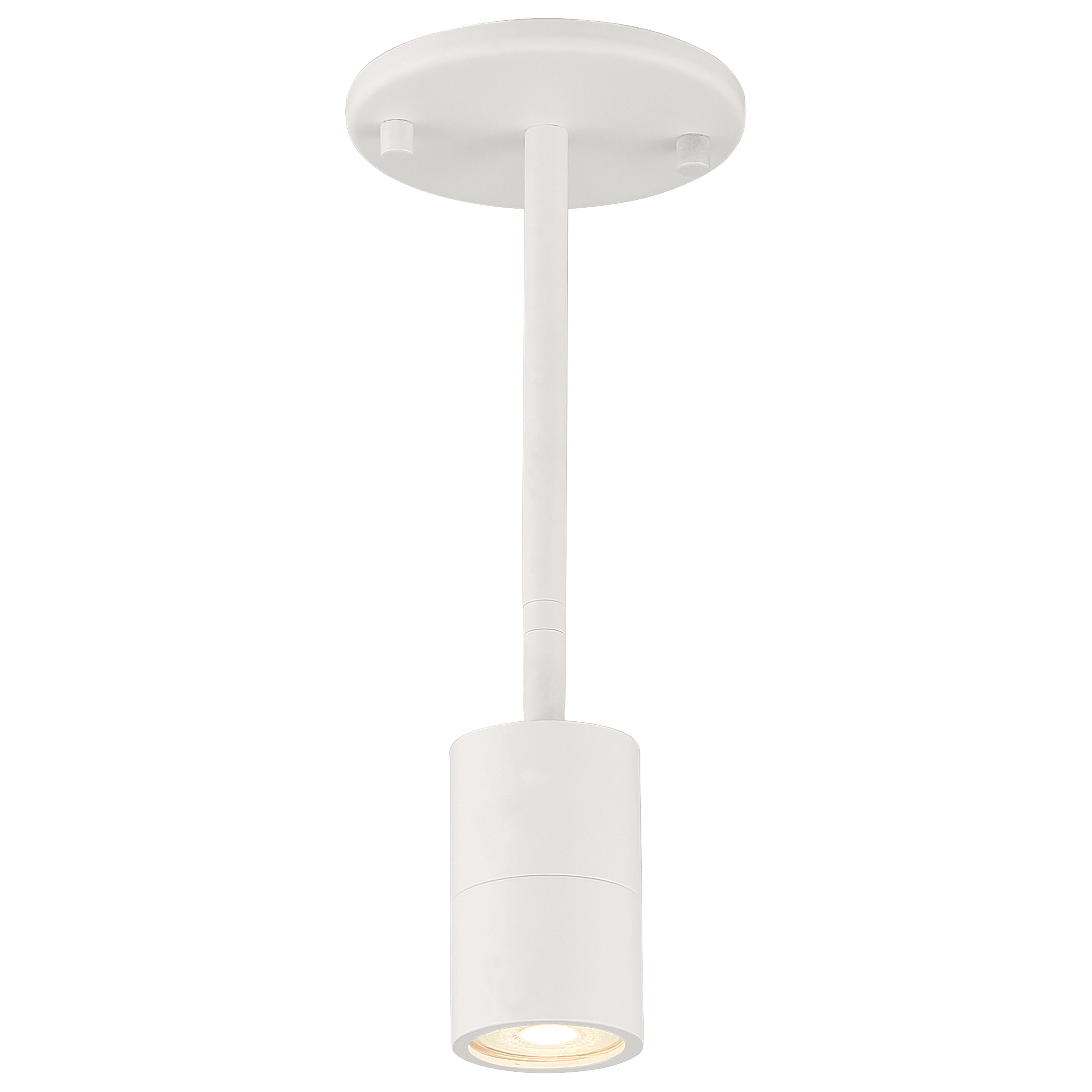 Matte white Cafe Dual Mount 1 Light LED spotlight by Access Lighting, wall or ceiling-mounted with a round base and single downward-facing bulb.