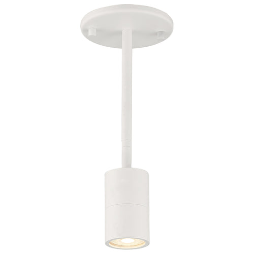 Matte white Cafe Dual Mount 1 Light LED spotlight by Access Lighting, wall or ceiling-mounted with a round base and single downward-facing bulb.