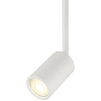 Cafe Dual Mount 1 Light LED Wall or Ceiling Spotlight by Access Lighting in matte white, shown illuminated and attached to a vertical rod against a plain white background.