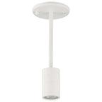 The Cafe Dual Mount 1 Light LED Wall or Ceiling Spotlight by Access Lighting features a matte white cylindrical light housing attached to a straight rod and round base.