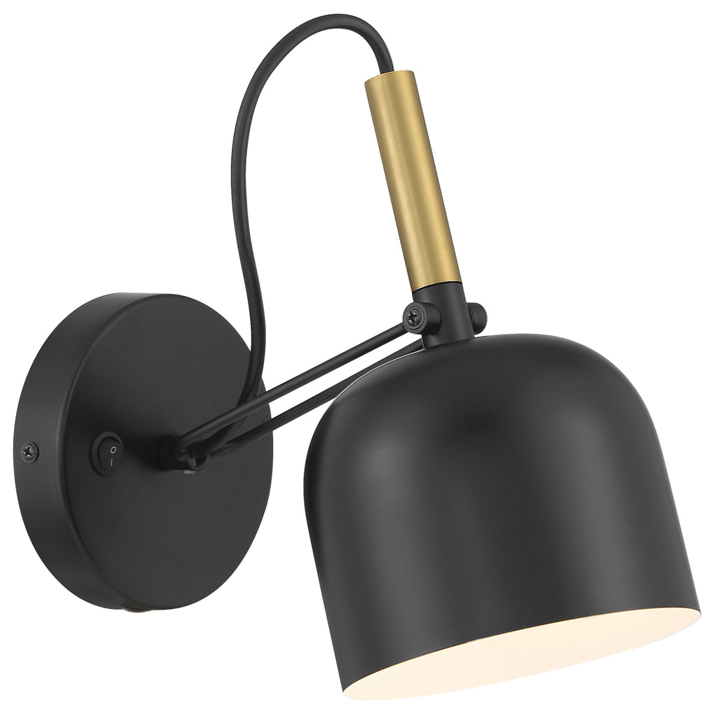 Porto LED Reading Light, Black with Antique Brushed Brass