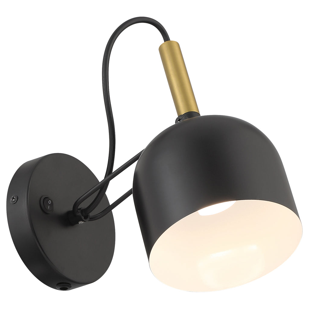 Porto LED Reading Light, Black with Antique Brushed Brass