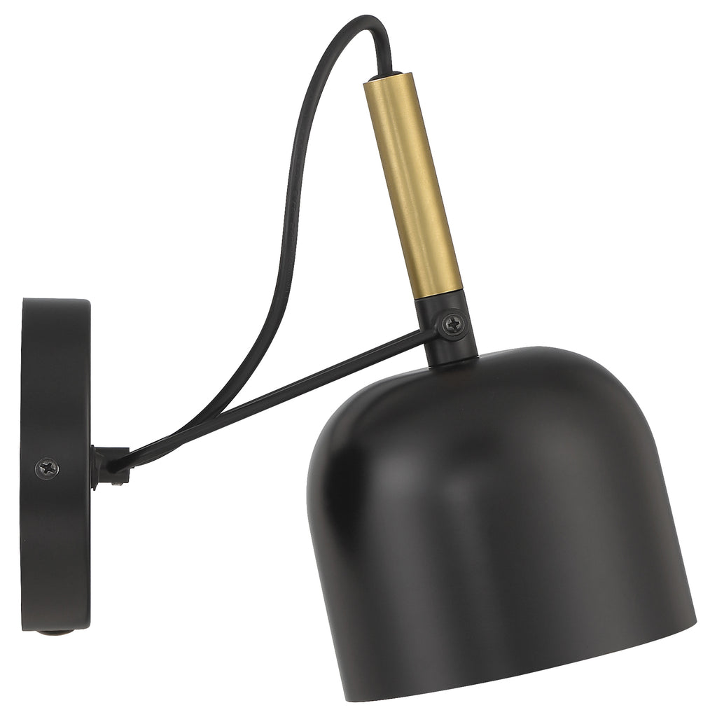 Porto LED Reading Light, Black with Antique Brushed Brass