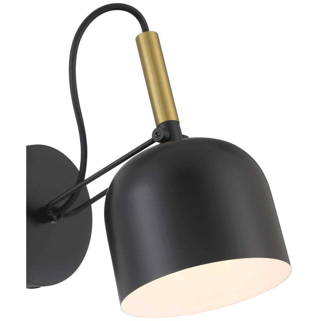 Porto LED Reading Light, Black with Antique Brushed Brass