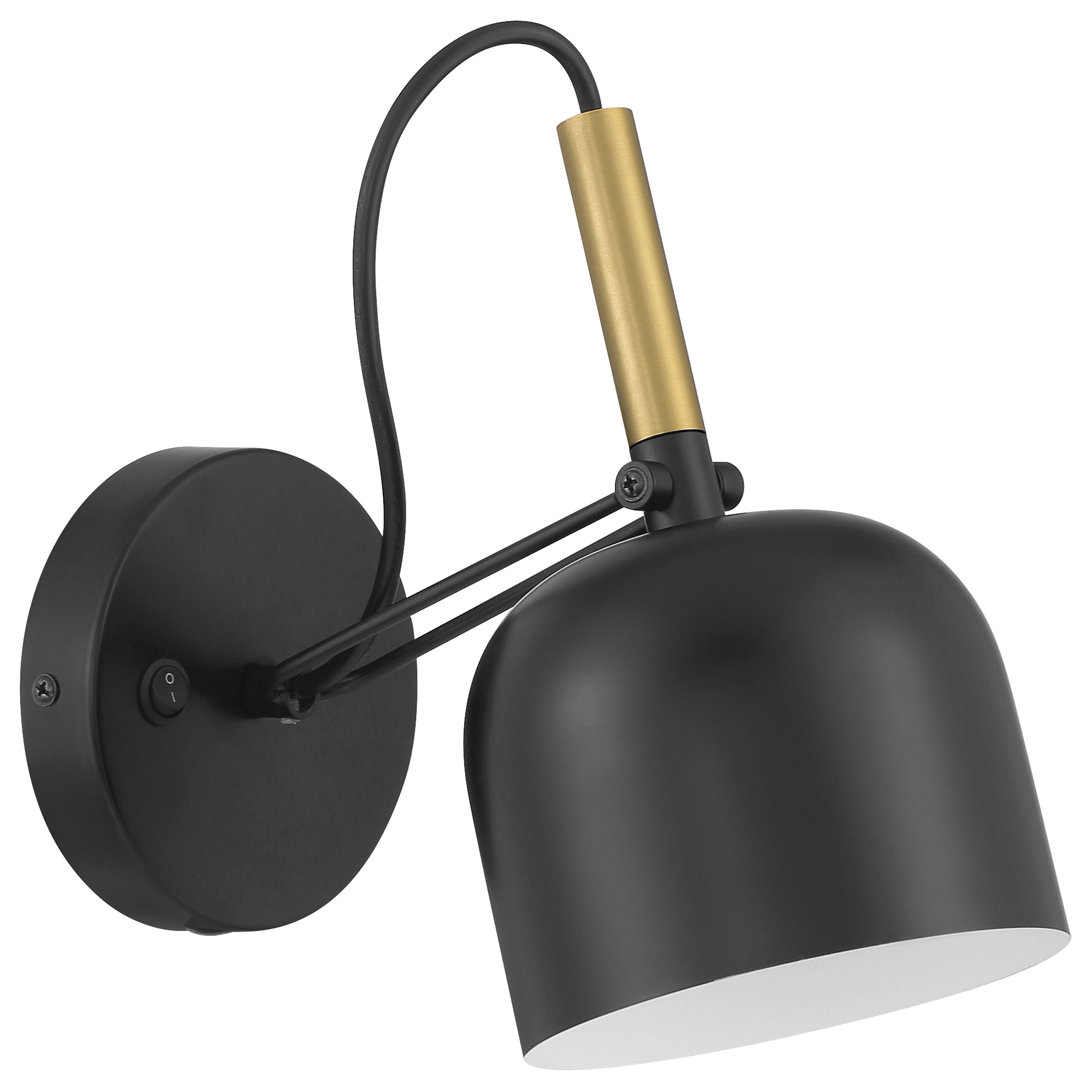 Porto LED Reading Light, Black with Antique Brushed Brass