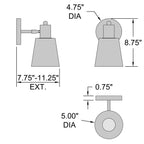 Access Lighting Dalton 1 Light Adjustable Wall Sconce, image 8