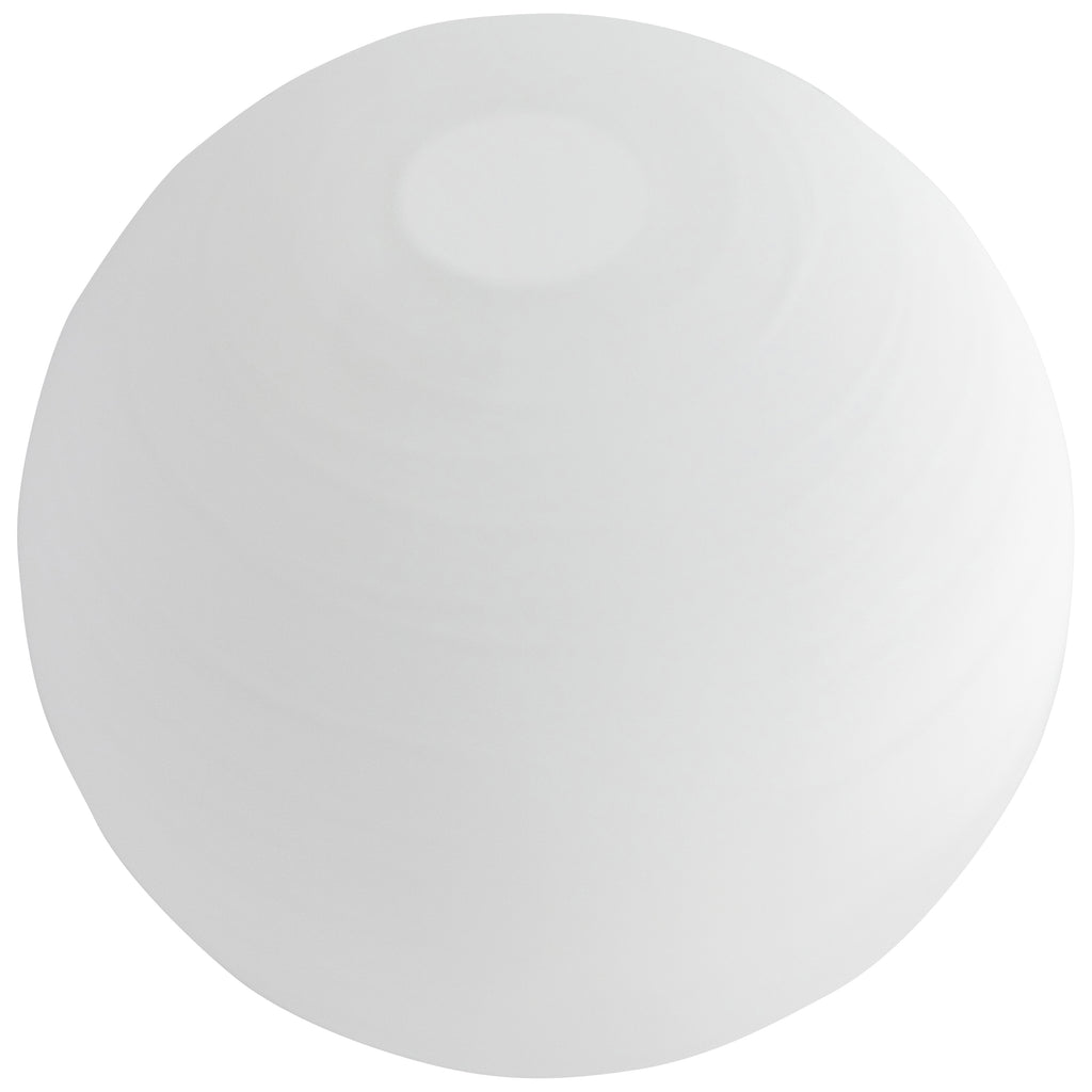 A Japanese Glass light fixture by Access Lighting, featuring a white, spherical design with subtle concentric circles and a small raised center, photographed against a white background.