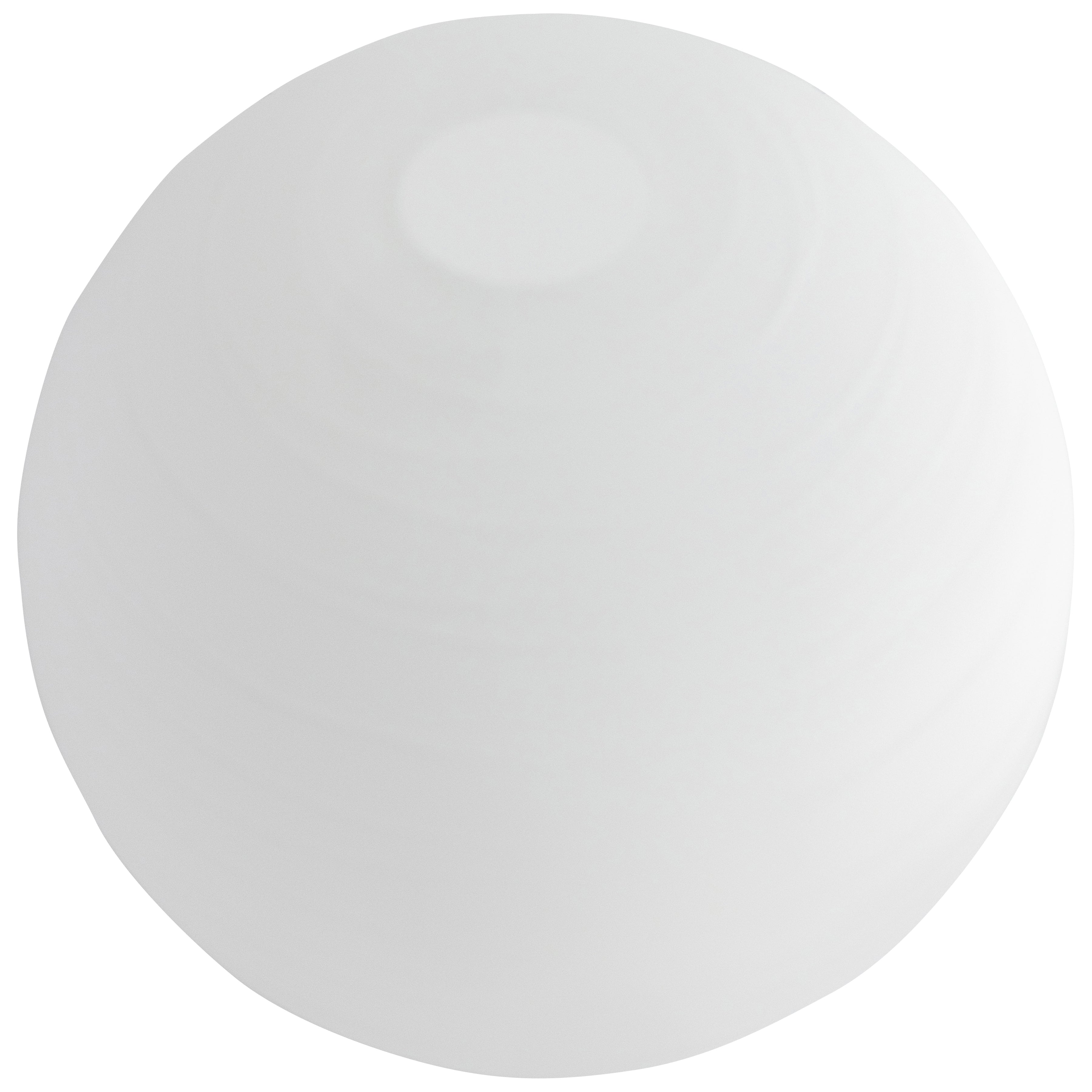 A Japanese Glass light fixture by Access Lighting, featuring a white, spherical design with subtle concentric circles and a small raised center, photographed against a white background.