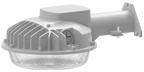GradeONE 30W Selectable LED Dusk to Dawn Light features a gray outdoor wall-mounted design with a finned heatsink and a clear ribbed lens.